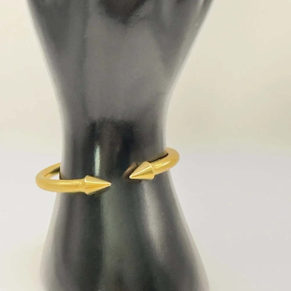 Vita Fede Mini Titan Cuff Bracelet Gold Tone Spike Hinged Bangle Sz S Italy